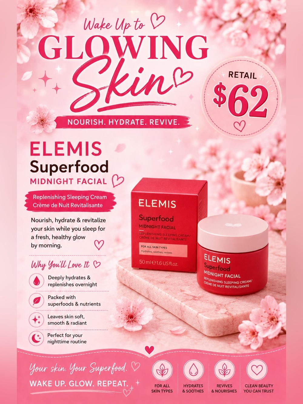 ELEMIS Superfood Midnight Facial Cream - Pink